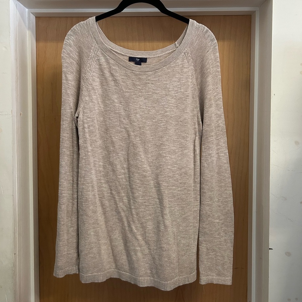 Gap Beige Loose Knit Light Weight Cotton Blend Tunic Top - size M